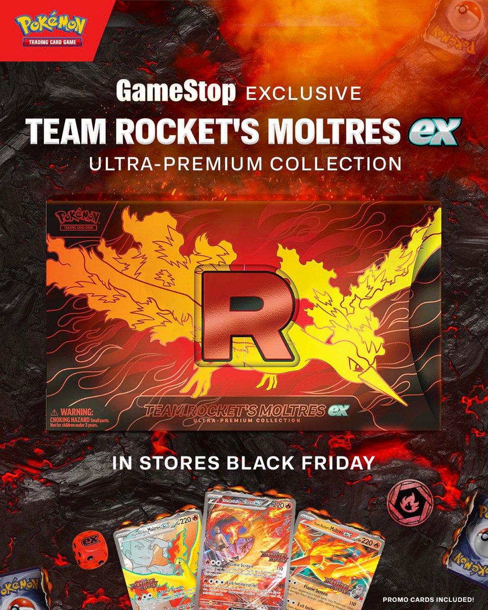 Exclusive Team Rocket’s Moltres Ultra-Premium Collection is In-Store Today at GameStop! 🔥

Let us know if you had any luck!
#Pokemon #PokemonTCG