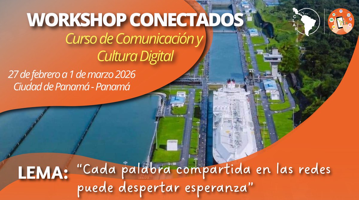 clar_vr's tweet image. Acompáñanos al Workshop CONECTADOS, cada palabra compartida en las redes puede despertar esperanza.
Inscripciones hasta el 15 de febrero del 2026.

Fecha: 27 de febrero a 1 de marzo de 2026
Lugar: Cuidad de Panamá, Panamá
Inscripciones: comuni.clar.org/course/ql4zpyci

#NacerDeNuevo