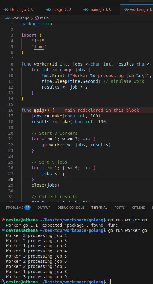 iamgoke_'s tweet image. Day 32 of Golang: Worker Pools 🔥

Worker pools are one of the most powerful concurrency patterns in Go

Instead of using unlimited goroutines (can crash your app), create a fixed number of workers that process jobs from a queue. 🚀

#golang #100daysofcode

Here&apos;s an example:
