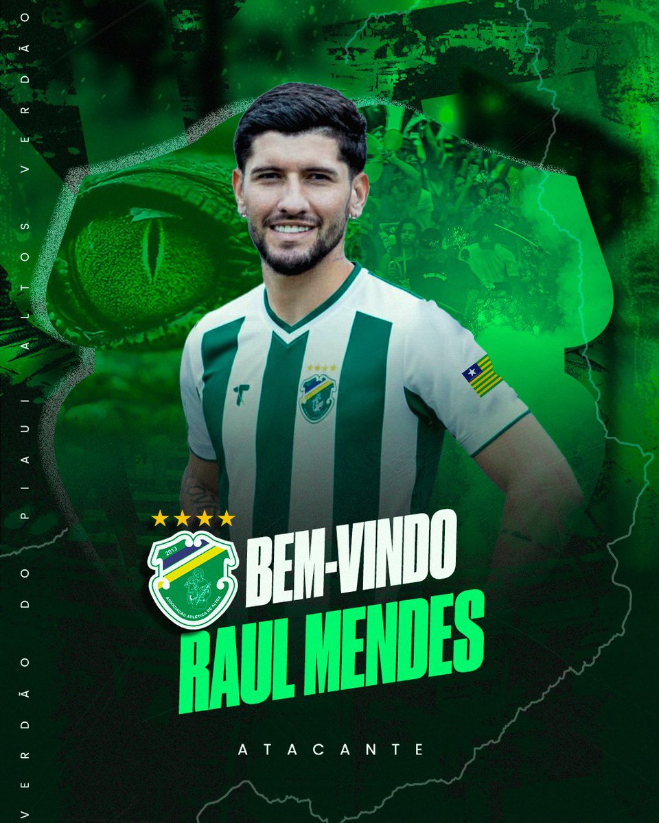 TOCA RAUL! 🎶TEM CRAQUE NOVO NO JACARÉ! ✍🏻🐊

Veloz e goleador, o atacante Raul Mendes tá fechado com o Altos! 🐊 

O jogador de 25 anos tem passagens por grandes clubes, incluindo Fortaleza, Cuiabá e Remo. Raul também já vestiu a camisa do Cianorte e da Portuguesa Santista.