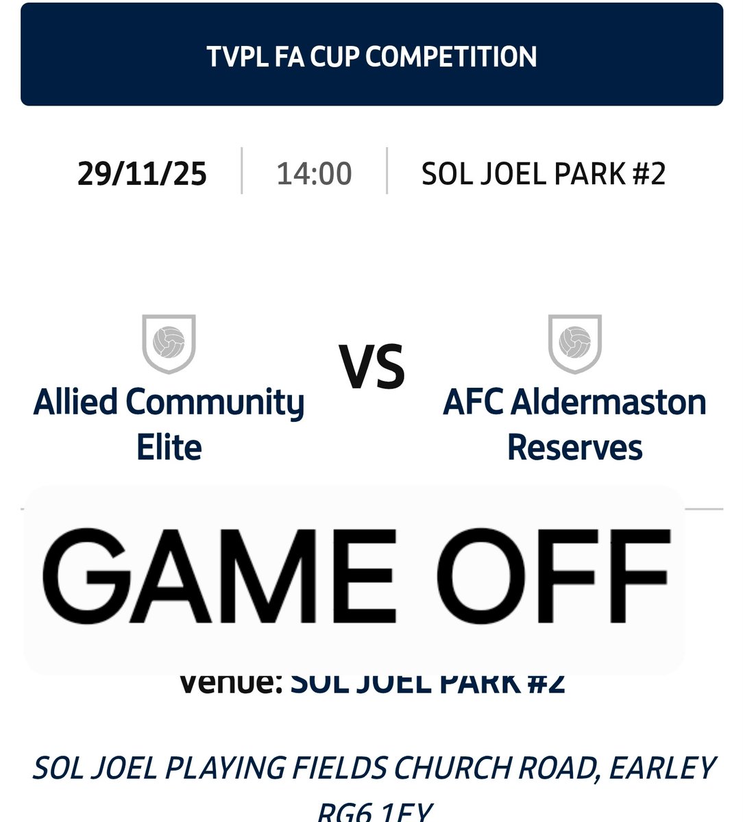 Unfortunately the Council have called off our game tomorrow 😭😭😭
<a href="/ThamesValleyPL/">Thames Valley PL</a>