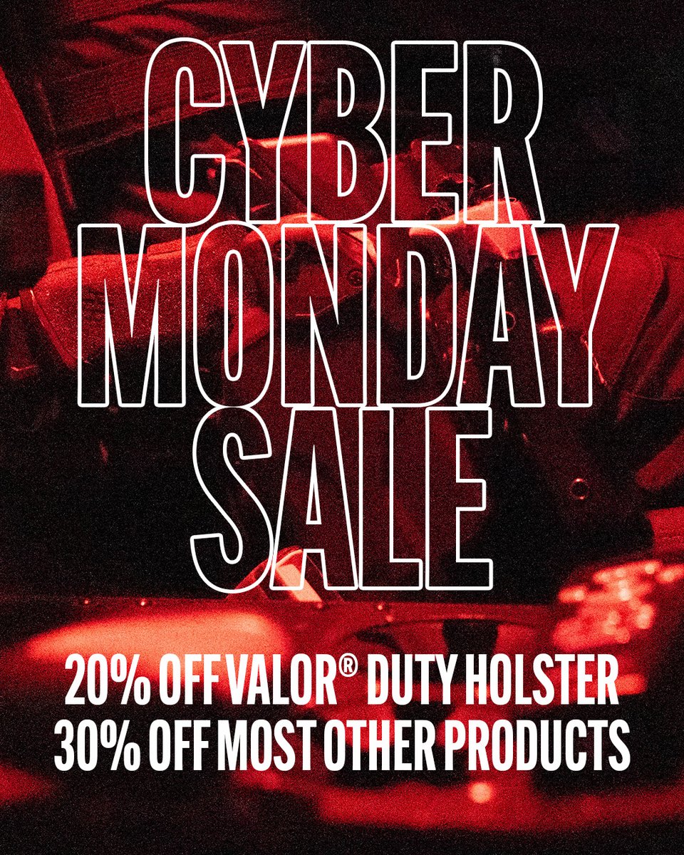 Blade_Tech's tweet image. CYBER MONDAY DEALS ARE HERE

Score 20% off the VALOR® Duty Holster with code VALOR20 and save 30% on most other gear using BFCM30. Now is the time to upgrade your setup before the sale ends.

link in bio
 blade-tech.com
#ValorDutyHolster #CarryConfident #BladeTech…