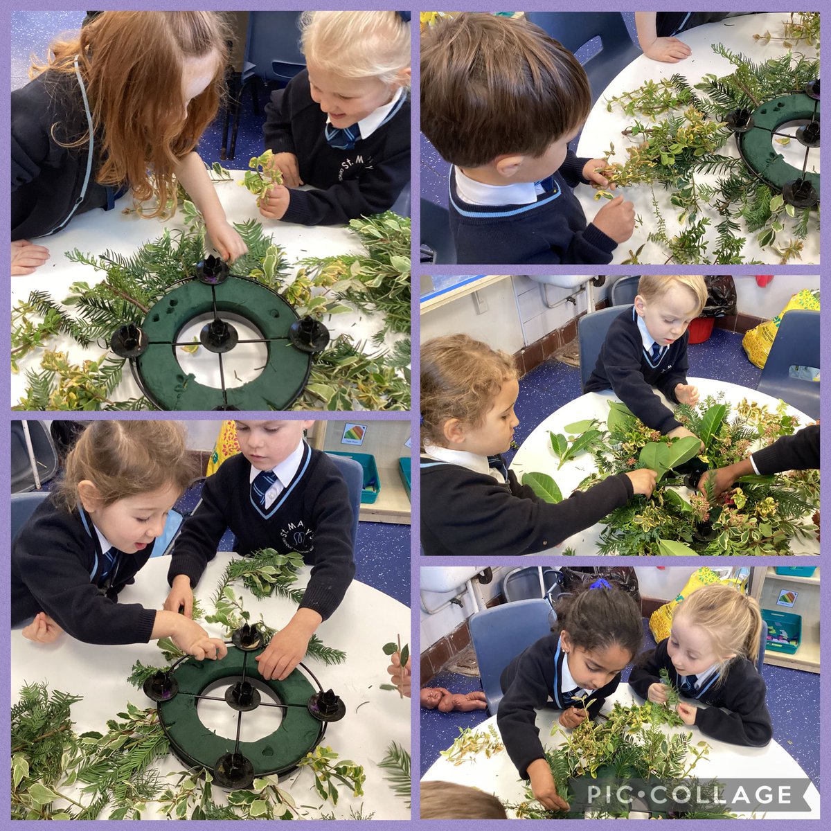 Reception have been working as a team to make  their advent wreath this morning.