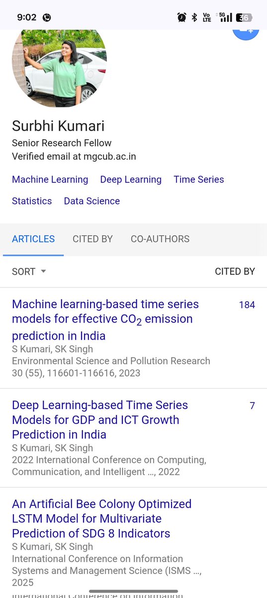 _surbhiii's tweet image. Grateful to see my Machine Learning and Time-Series research contributing to sustainability, earning citations, and growing with purpose. Onwards to deeper learning and greater impact.  #researchisbeautiful #machinlearning #PhDlife
@ugc_india @NTA_Exams @EduMinOfIndia @NITIAayog