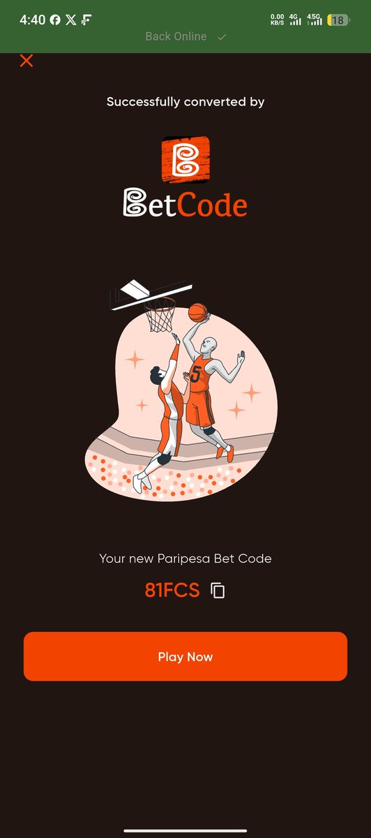 BETC0DE's tweet image. Code Converted via the BetCode app to paripesa