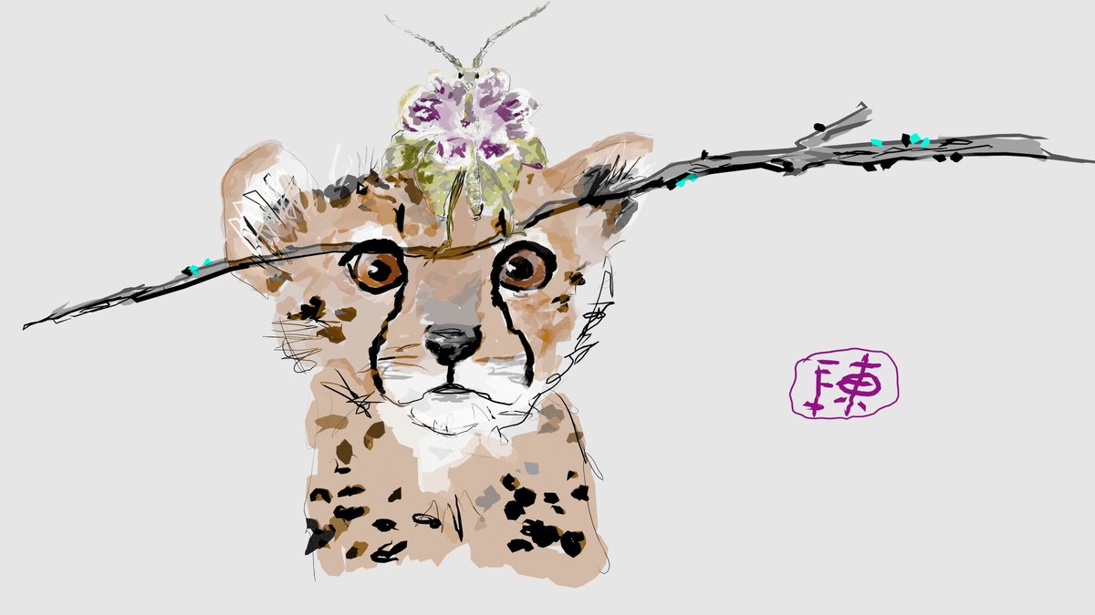 SSosum's tweet image. &quot;Surprised Cub&quot;                               #cheetahcub #prayingmantis