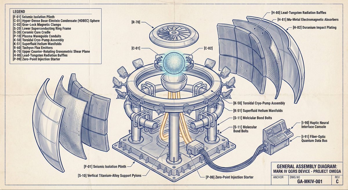 emollick's tweet image. Nano banana pro excels at fictional scenarios. 

“Give me the general assembly diagram
 for The Device (run with it)”

“A photo of The Device, taken hastily by a secret agent”

“A satellite photo of The Facility, taken by The Organization &amp;amp; plan”

“Operational status report”