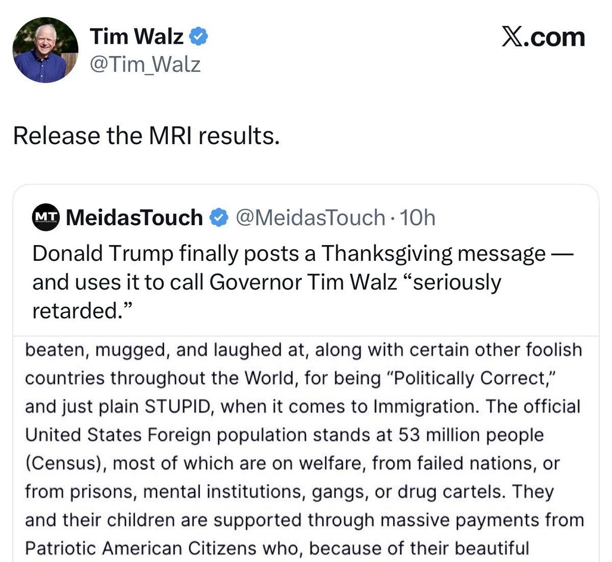 🚨BREAKING: Tim Walz has responded to Trump calling him RETARDED.