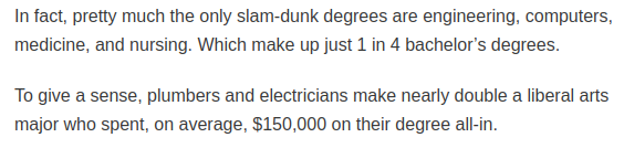 Wake up call! Your children/students need to work on their future probably in a different way than expected....Working with your hands, or in the physical world, or in engineering and medicine (even that is questionable with AI advancements and <a href="/elonmusk/">Elon Musk</a> robots coming online).