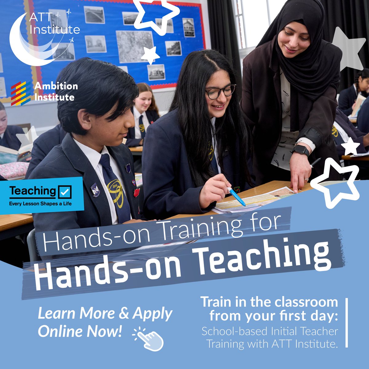 ATTInstitute's tweet image. Learn better by doing? 
Our school-based teacher training allows you to learn from experienced teachers, leaders and mentors whilst gaining practical experience!

👨‍🏫 Learn more &amp;amp; apply: academytransformationtrust.co.uk/institute/init…

#SCITT #TraintoTeach #ITT #Teaching #GetIntoTeaching #PGCE #QTS