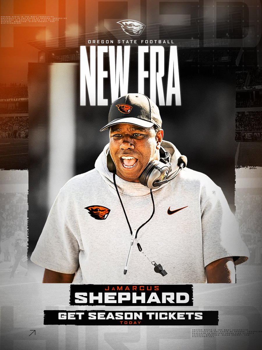 A new era of <a href="/BeaverFootball/">Oregon State Football</a>.

2026 Season Ticket Deposits ➟ beav.es/FBSeasonTix