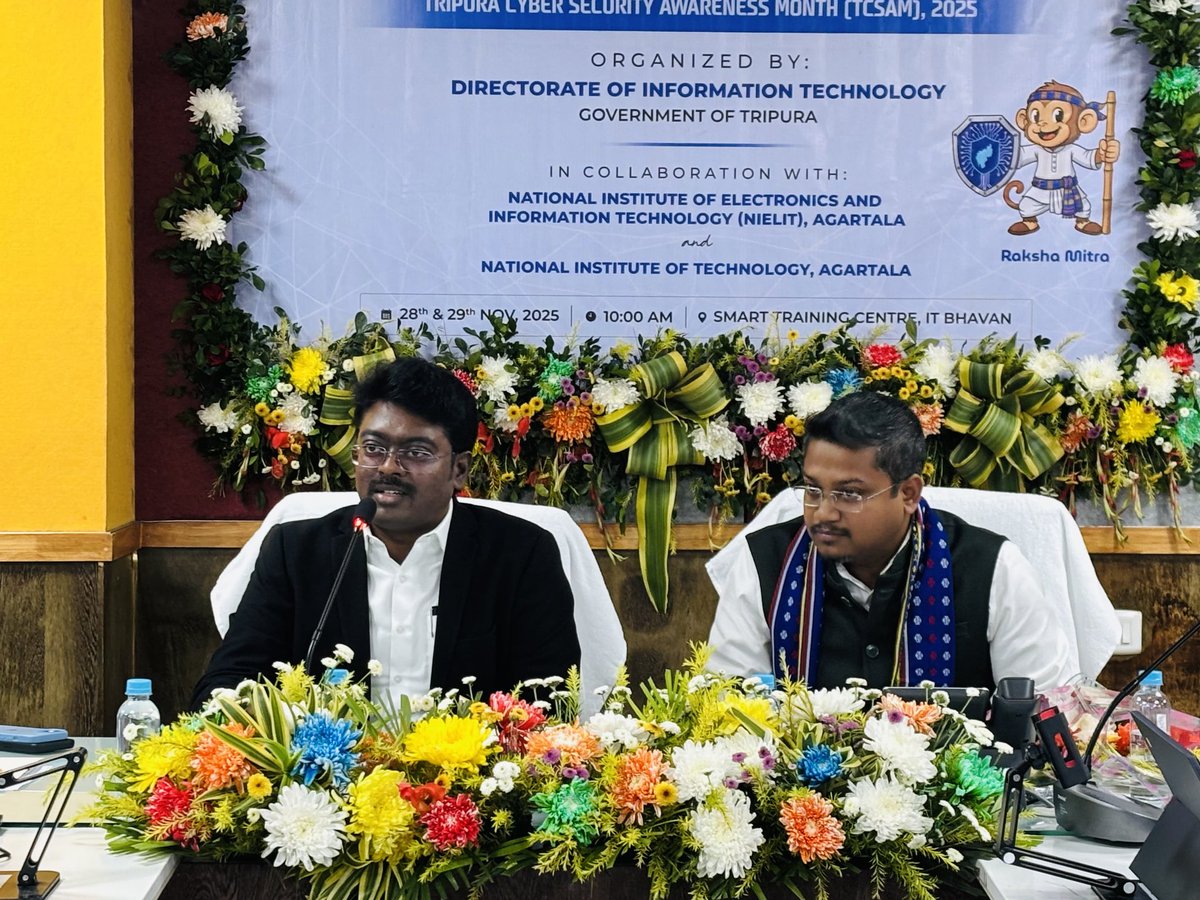 The Directorate of Information Technology, Government of Tripura, in collaboration with NIELIT Agartala and NIT Agartala, inaugurated the 2-Day Cyber Security Awareness-cum-Training Programme today at the Smart Training Centre, IT Bhavan.

(1/N)
