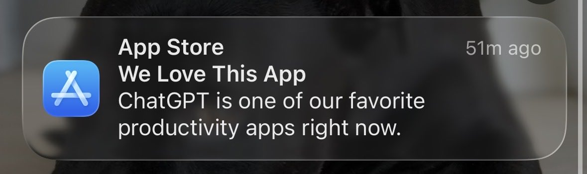 phlpcrlsn's tweet image. ok now they’re really pushing it… literally 

never even seen App Store send out a push notification like this