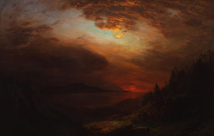 cartographer_s's tweet image. Twilight, Mount Desert Island, Maine - Frederic Edwin Church, 1865