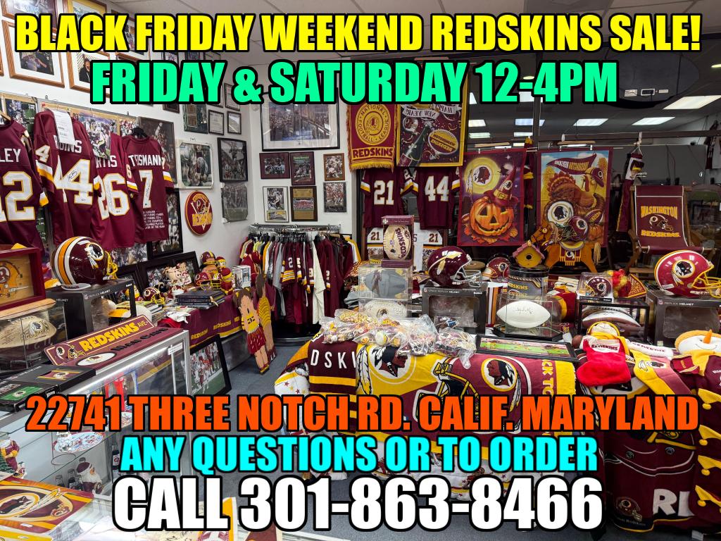 markselectronic's tweet image. Get your Redskins Presents at our Black Friday Weekend Christmas Sale Friday November 28th and Saturday November 29th 12-4pm both days! you will have the opportunity to get your hands on Rare,Vintage, and Modern Redskins items 22741 Three Notch Rd. Calif. Maryland #301-863-8466