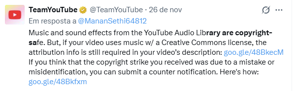 CanaldaLele's tweet photo. @TeamYouTube @TeamYouTube  I completely undertand the Content ID process. My doubt is if songs available on the YouTube Audio Library that don't require atributtion are no longer copyright-safe as that's the claimant in the claims we received. Other creators are facing the same issue. https://t.co/yEw3YIjQ37