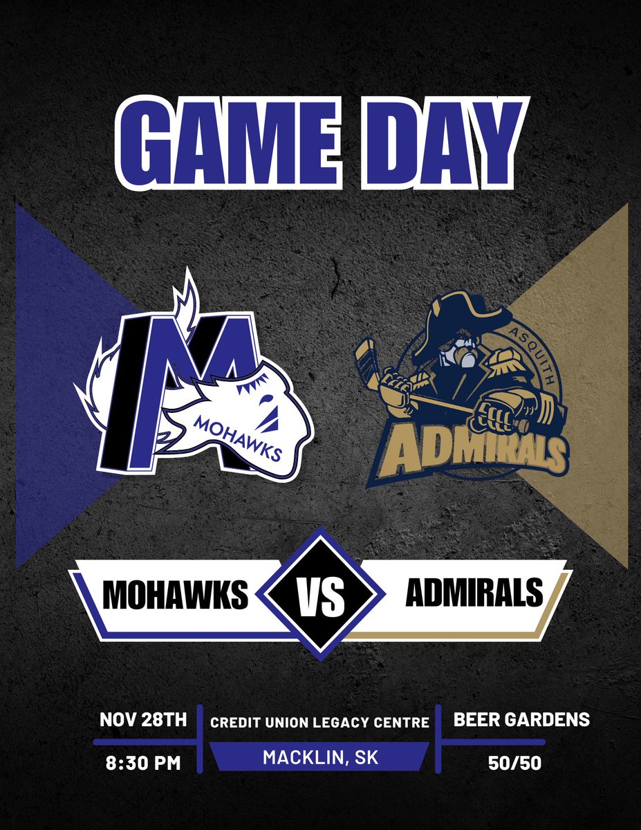 🔵⚪️⚫️GAME DAY⚫️⚪️🔵

We kick off a two game homestand this weekend, as the Asquith Admirals are in town tonight @ 8:30pm
