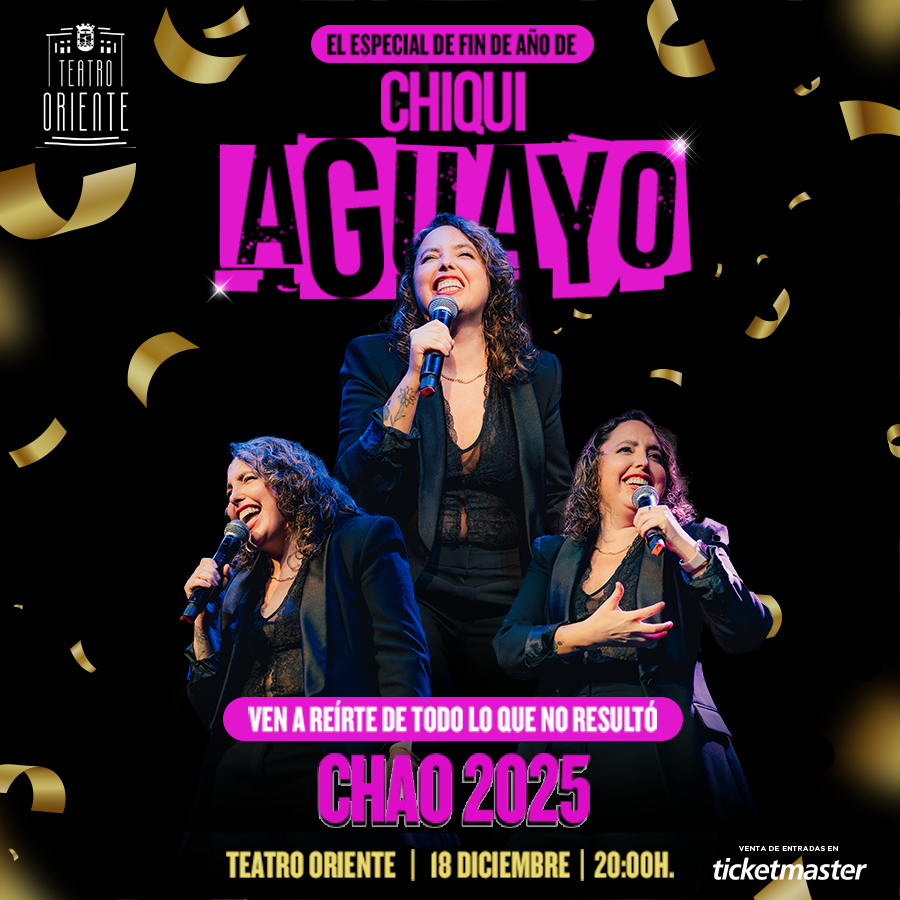 #SHOW Después de un año lleno de risas, locuras y catarsis #ChiquiAguayo despide el 2025 con su nuevo espectáculo “Chao 2025”, un show que mezcla humor, sinceridad y desahogo en partes iguales. FECHA: 18 de diciembre - 20:00. Venta entradas ticketmaster.cl o boletería.