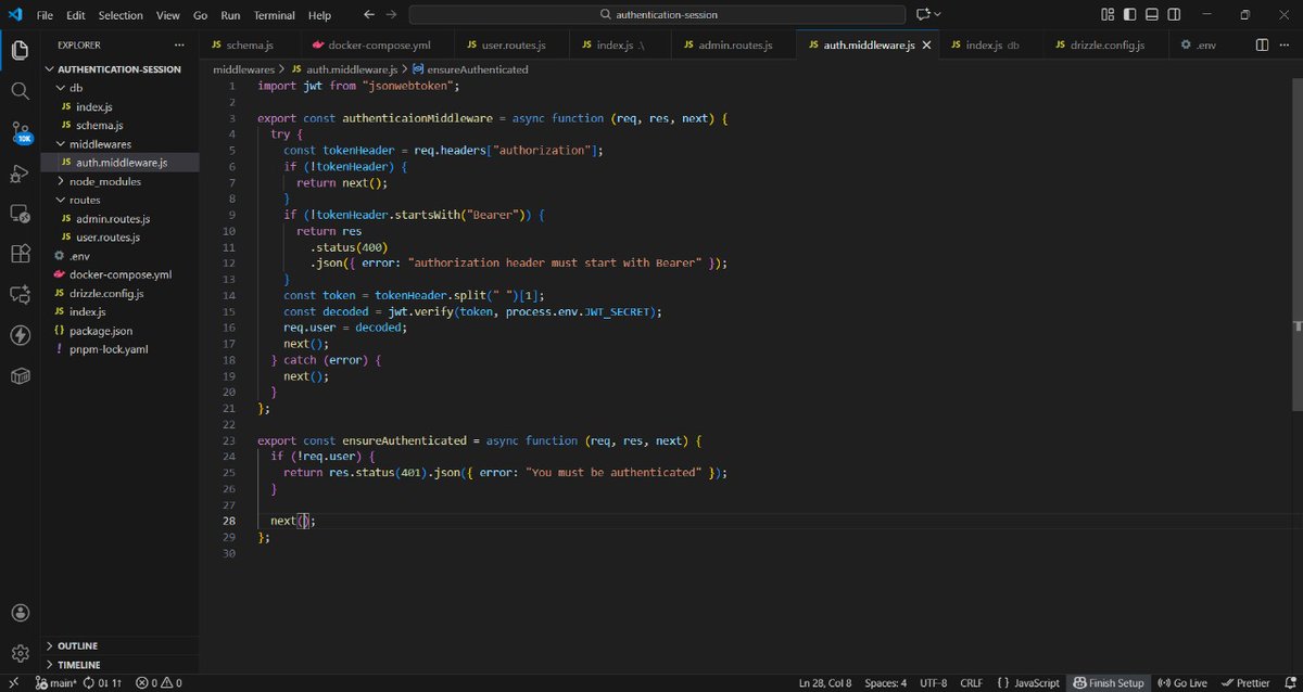 s_dhanush11's tweet image. #Day9 of learning Backend Database
1️⃣ Studied Role-Based Access Control (RBAC) in authorization.
2️⃣ Implemented the Role-Based Authentication Logic in Express.js applications.
#BackendDevelopment #Postgres #Database #Postman #Docker #Mongodb