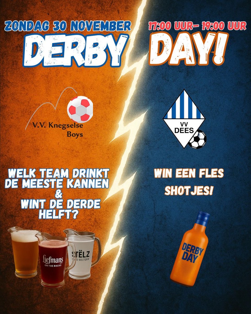 Aanvangstijd as vv DEES 1 is 14.00 uur! Support ons vaandelteam in Knegsel. Met een mooi feestje na afloop 🔵⚪️