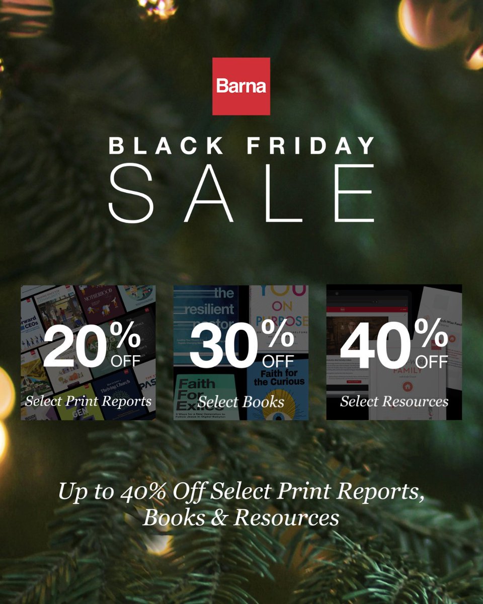 Barna's biggest sale of the year is here. For a limited time, save up to 40% on select Barna resources! Equip yourself and your team with research and tools for the year ahead. hubs.la/Q03VTKJy0