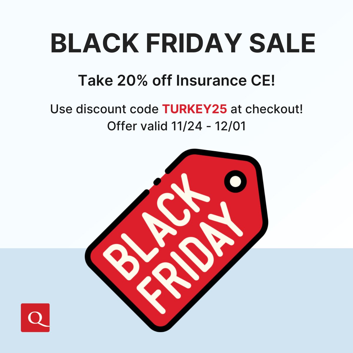 QuestCE's tweet image. Happy shopping! While our office is closed, it's your last chance to take advantage of 20% off all Insurance and Designation CE with code "TURKEY25" for our Black Friday weekend sale! 

 Apply at checkout today ➡️ hubs.ly/Q03QkkKy0

#blackfriday #20off #insurancesale