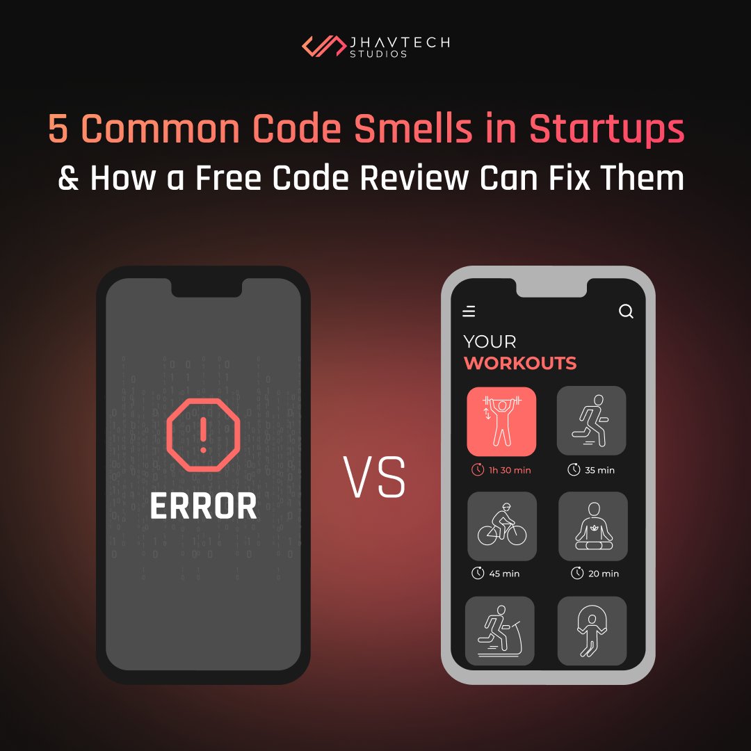 JhavtechStudios's tweet image. Startups don’t fail because of features.
They fail because of code smells that no one caught early.
Here are the 5 big ones, and how a free code review can fix them: tinyurl.com/eyecd39d
Follow us for sharp, technical insights your dev team will thank you for.

#CodeReview