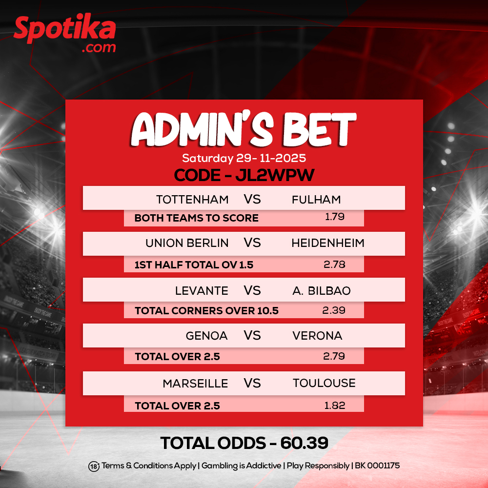 Spotikacom's tweet photo. Wacha tukatafute pesa ya kuuziwa woga ndio tununue!!

Admin leo ni kama amejam ajab! Amesema haogopi odds!

Lakini pia anadai sio lazima ukuwe kama yeye. Unaeza leta ujanja yako kwa mix na uwekelee multibet yako, na odds vile unadai but usikule solo, SHARE CODE BANA!!

Form ni kutoka block na mbogi, ama?

Chezeni safe wadau!

CODE: JL2WPW

This is not a guaranteed winning slip.

Play responsibly