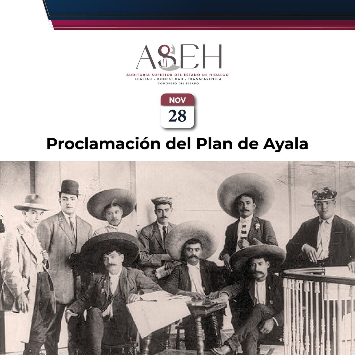 ASEH_Hgo's tweet image. El Plan de Ayala marcó la defensa de la justicia social y la tierra. Hoy seguimos trabajando para que la legalidad y la rendición de cuentas sean la base del desarrollo. 
Mtro. @jorvalverdeASEH
Auditor Superior del Estado de Hidalgo
