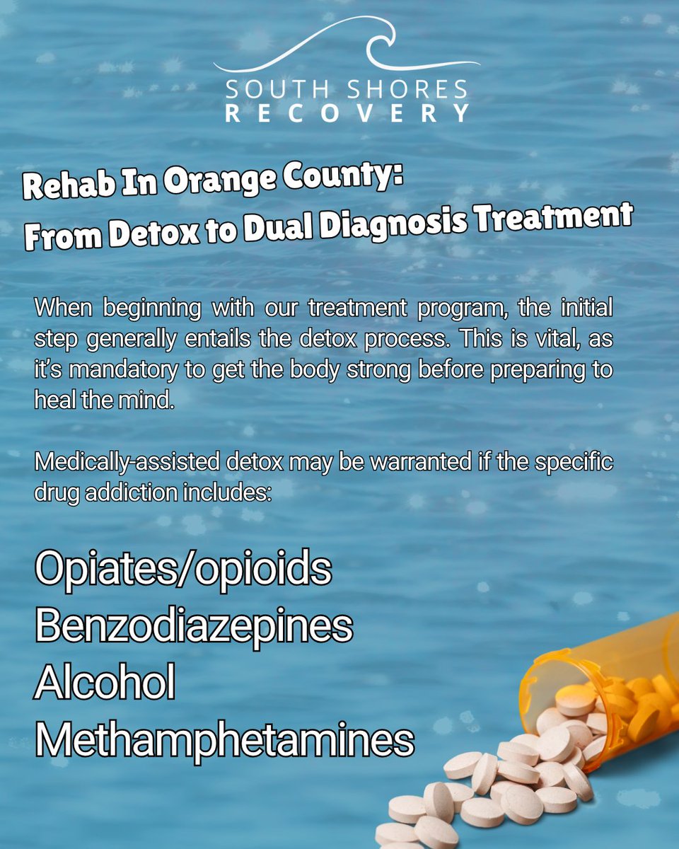 SoShoreRecovery's tweet photo. From Detox to Dual Diagnosis Treatment

When beginning with our treatment program, the initial step generally entails the detox process. Medically-assisted detox may be warranted if the specific drug addiction includes:

-Opiates/Opioid
-Benzodiazepines
-Alcohol
-Methamphetamines https://t.co/aEd0aYtyGo