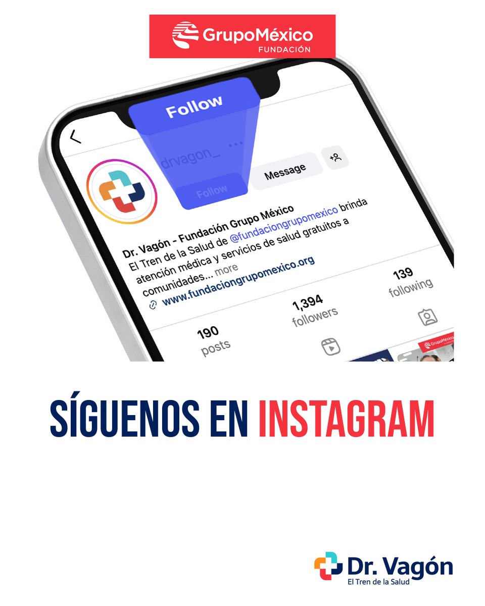 Entérate de nuestras próximas rutas, servicios de salud gratuitos y acciones que mejoran la calidad de vida de miles de personas de nuestro país. 

Acompáñanos en este viaje por la salud 👉 instagram.com/drvagon_/

#GrupoMéxico <a href="/FundacionGM/">FundaciónGrupoMéxico</a> <a href="/GMexico_oficial/">Grupo México</a> <a href="/Ferromex/">Ferromex GMXT</a>