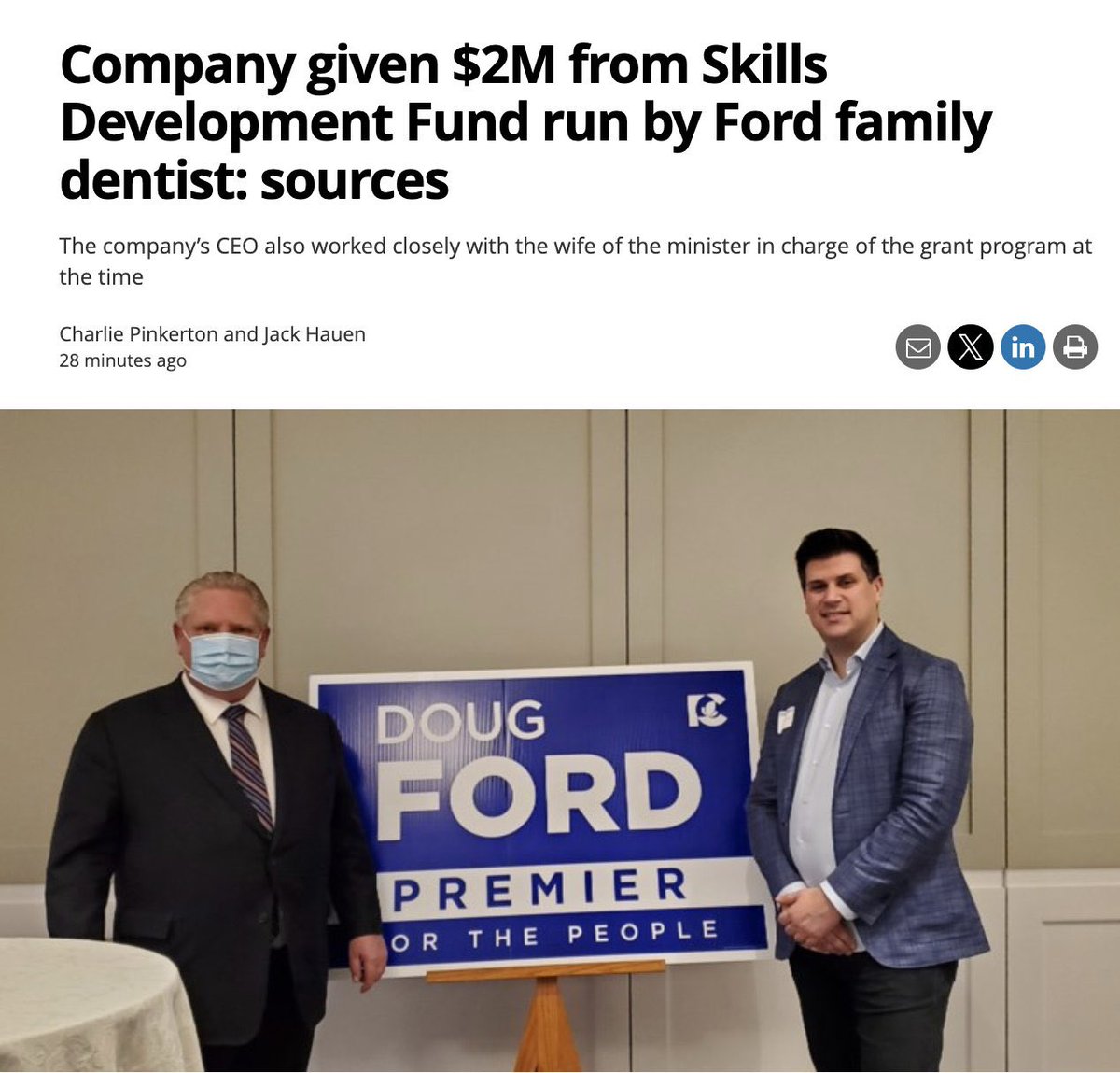 FaisalAHassan's tweet image. Ontario gave $2M to the Ford family dentist. That money could help people build skills for a better future. #ontpoli #ONpoli #YSW