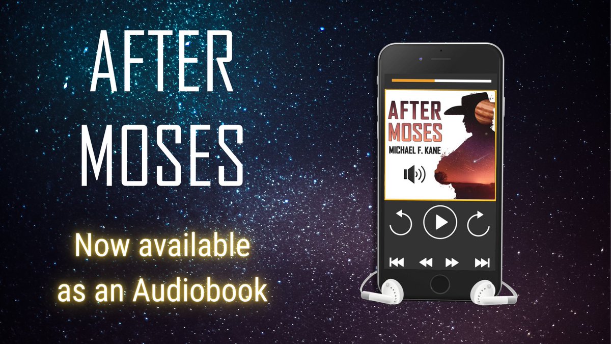 MichaelFKane's tweet photo. Further, today marks the release of After Moses on audiobook. Enjoy 19 hours of narration by the excellent @randymccarten as he tells the story of how Matthew Cole got his crew and saves the town of Villa Maria from slavers.

The audio book is available direct DRM at https://t.co/WkKI70ztLp. The book is also available on a physical USB drive.

For those that strongly prefer to buy an audiobook from a marketplace, it is available on Kobo at https://t.co/L8gO2Es84x

It will not be available on Audible.