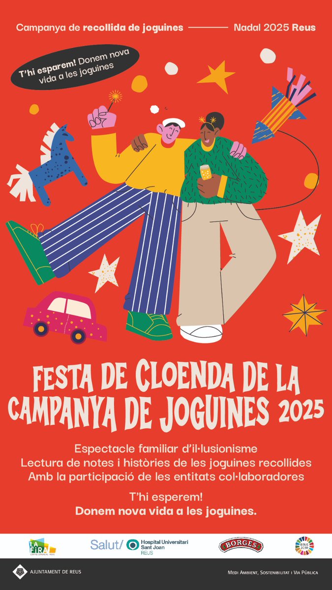 🎁✨ El 19 de desembre a les 18 h, la Fira Centre Comercial acull la festa de cloenda de la campanya de recollida de joguines. Hi haurà il·lusionisme, lectura de notes i participació d’entitats. Una celebració plena de màgia i segones oportunitats. 💛

ℹ️ reus.cat/noticia/lajunt…