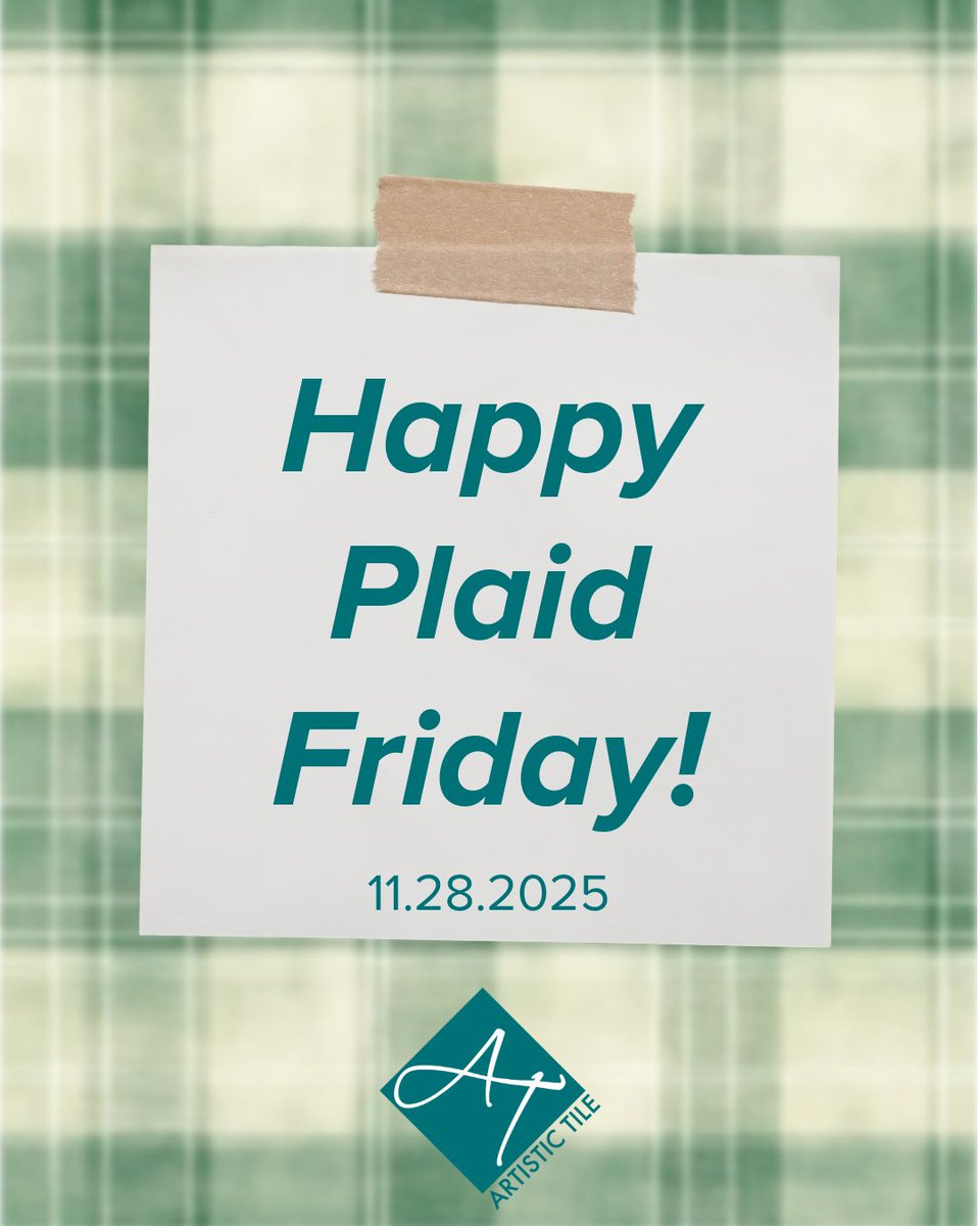 Theperfecttile's tweet image. Happy Plaid Friday!

Celebrate the small, independent businesses that make our communities unique. This year, skip the ordinary and shop local - Artistic Tile has stunning designs that turn any space into something special.

#PlaidFriday #ShopSmall #ArtisticTile