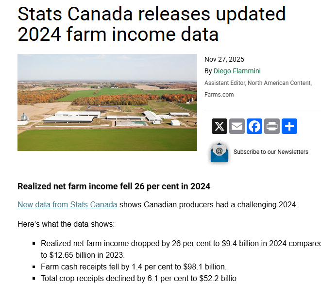 JohnBarlowMP's tweet image. This Carney government is crushing Canadian farmers and producers. 

Skyrocketing inflation, soaring operating costs fueled by the industrial carbon tax, and shrinking global markets are pushing farm families to the brink

Yet, the Liberals refuse to scrap their new fuel tax,…