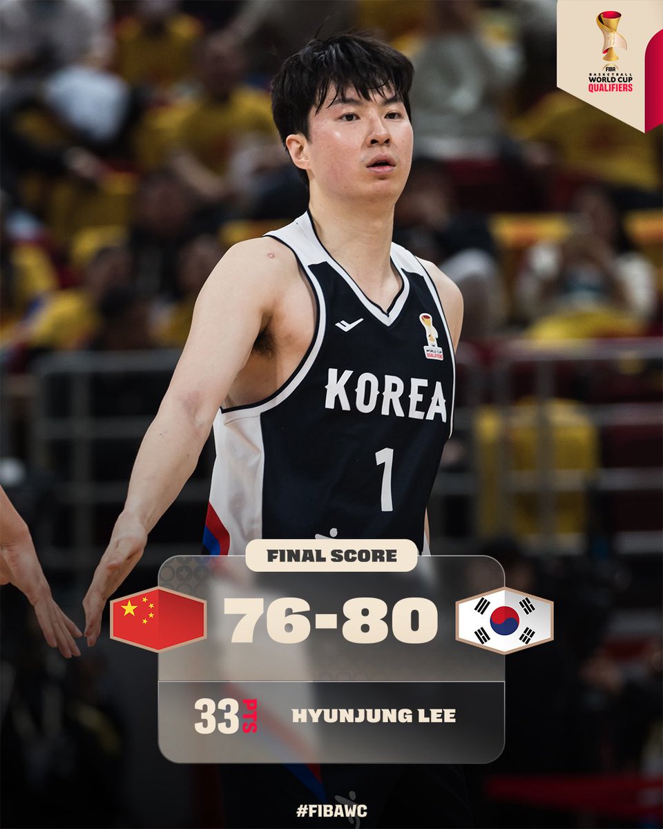 FIBA는 언더독이라고 평가했고 중국을 원정에서 이길 거란 사람은 거의 없었는데... 어려운 환경 속에서 너무 멋진 결과를 냈다. 미쳤다 대한민국.
