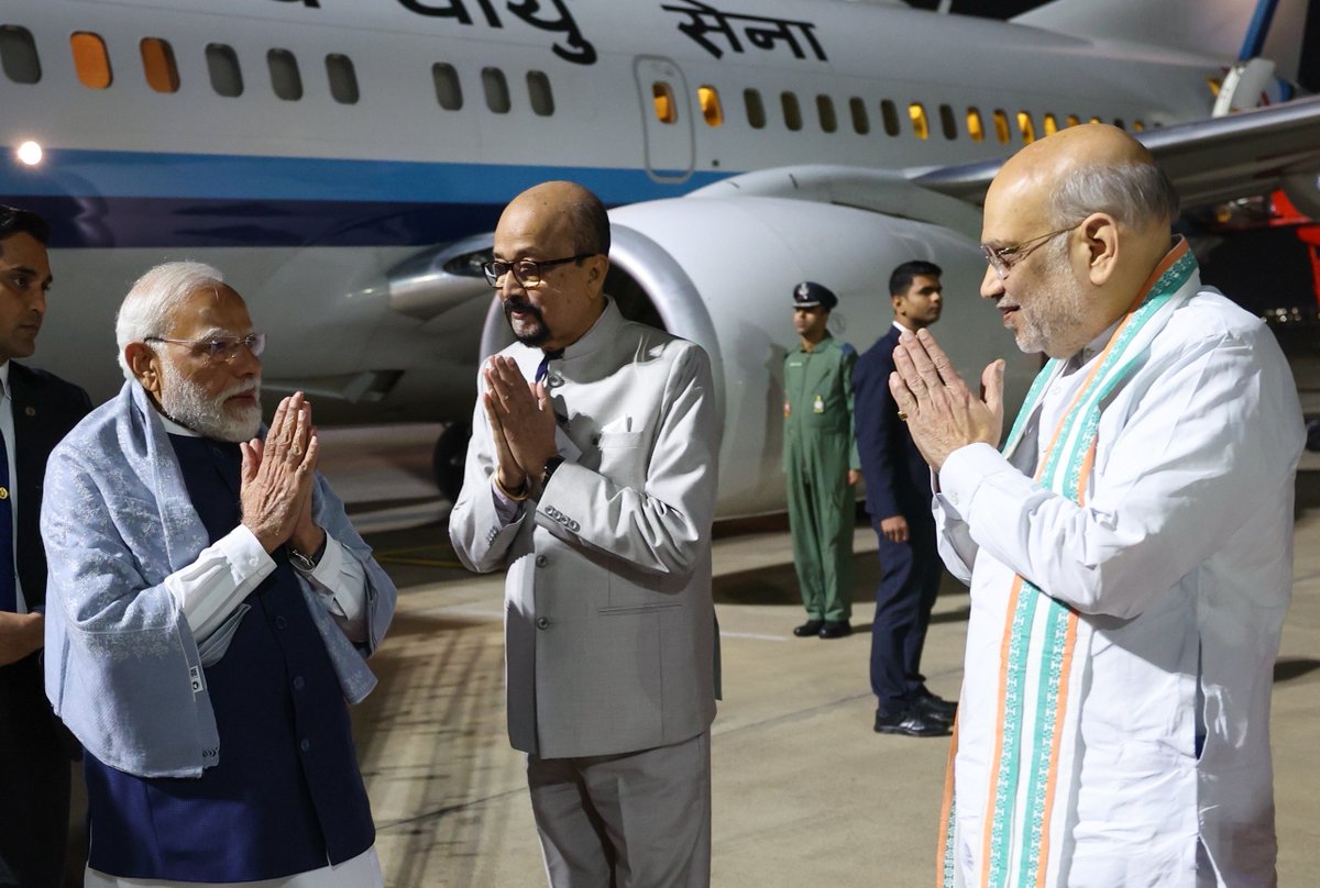 narendramodi's tweet image. After two very special programmes in Karnataka and Goa, landed in Chhattisgarh to take part in the DGP/IGP Conference being held in Raipur. There will be extensive interactions with top officials on ways to strengthen India&apos;s security apparatus.