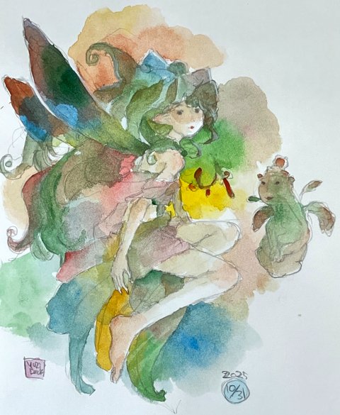 妄想と虚構の世界へようこそ……。 最近とても眠い。 ＃妖精 ＃イラスト