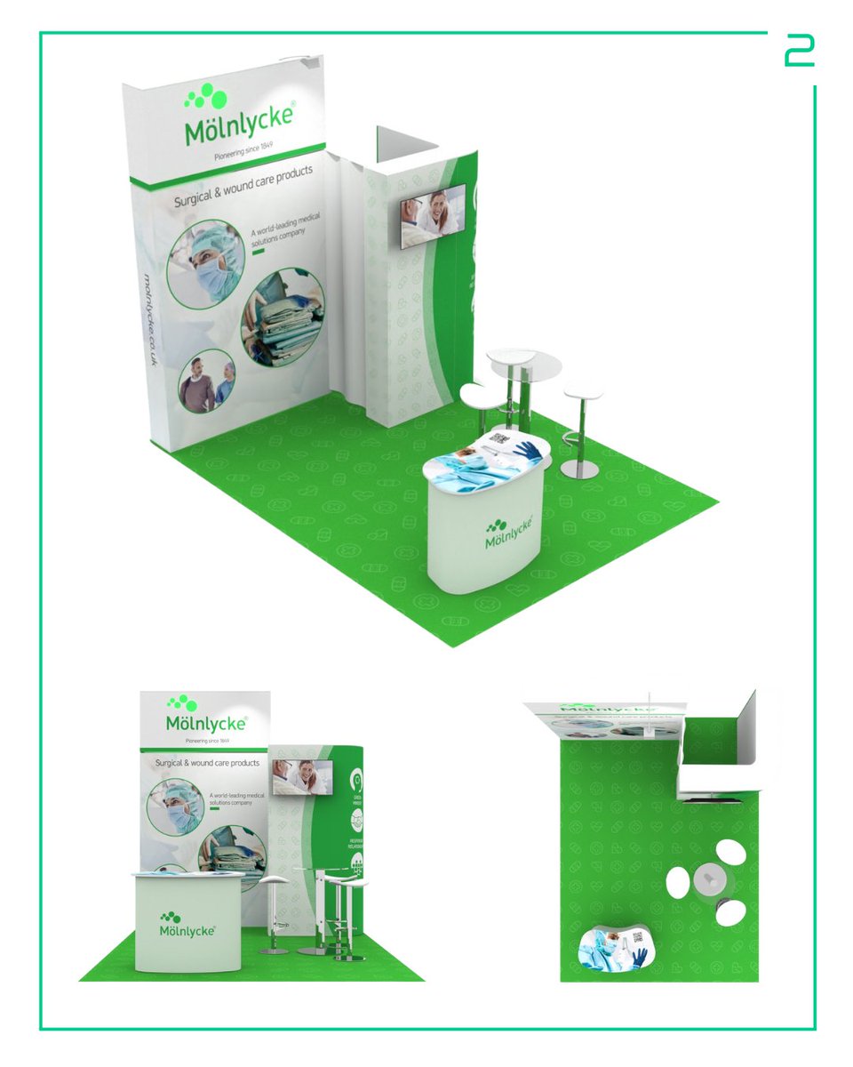 Quadrant2Design's tweet image. Clean 3m x 4m peninsula exhibition stand idea for Molnlycke Health Care.

The Stand features:
- High-level brading
- Backlit Logo
- AV Display
- Branded Counter 
- Storage Area
- Quadrant2Design photo-floor

#quadrant2design #exhibitionstandidea #3drender #healthcare