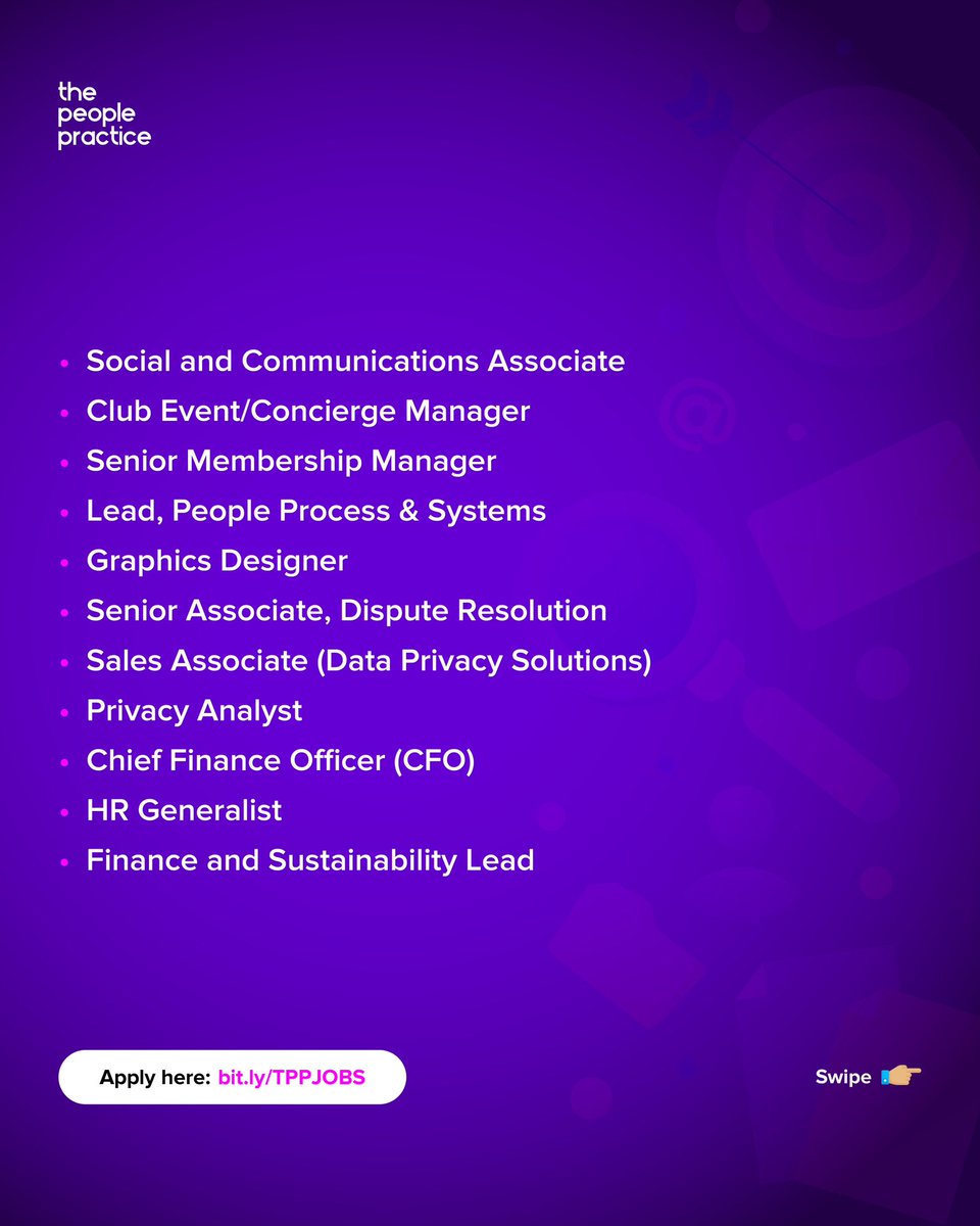 ThePeoplePract's tweet image. We have new roles to apply for!📌📌

To apply for any of these roles, or share with someone who you think might be interested, click here: bit.ly/TPPJOBS 

#jobopenings #openroles #jobopportunity #thepeoplepractice