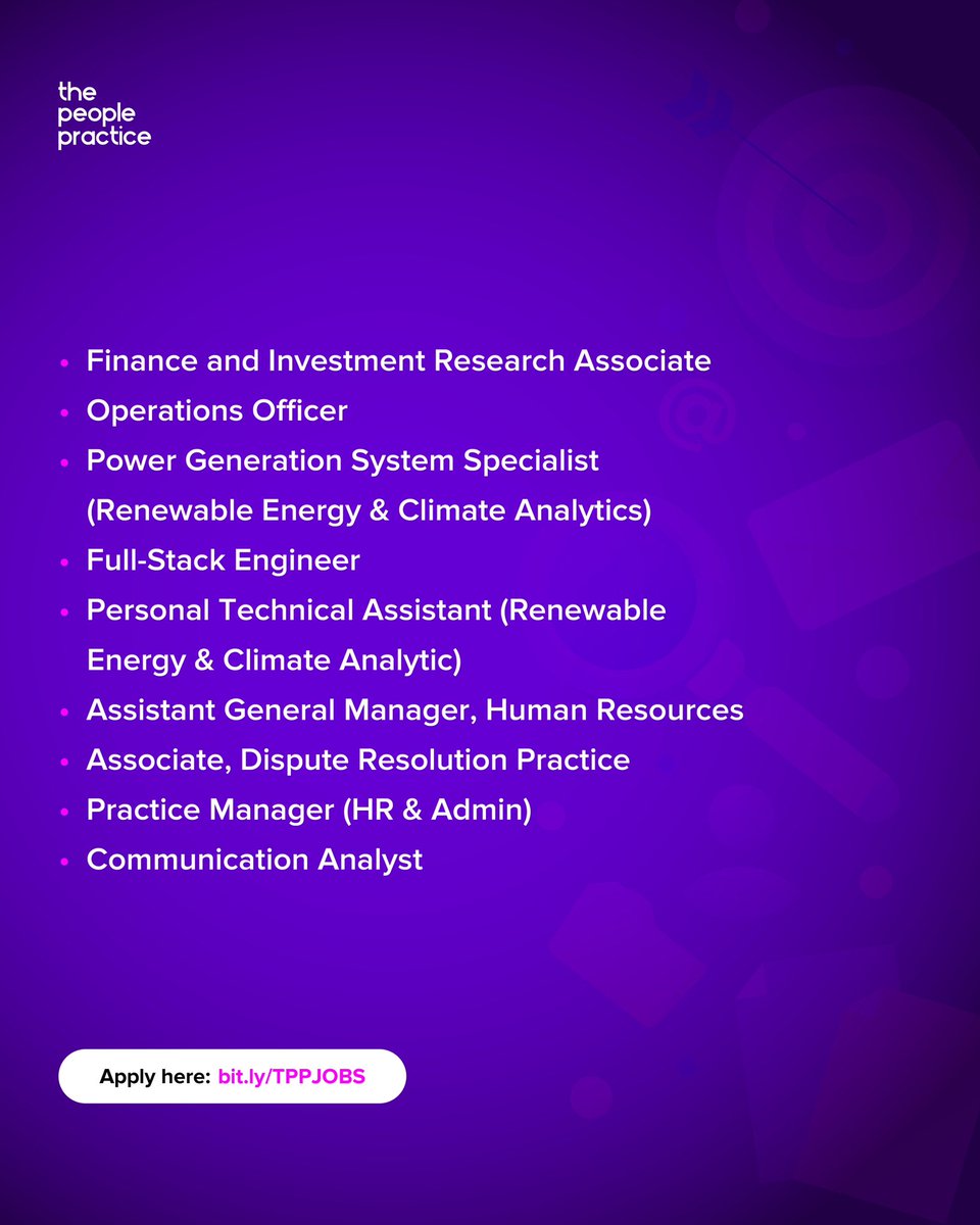 ThePeoplePract's tweet image. We have new roles to apply for!📌📌

To apply for any of these roles, or share with someone who you think might be interested, click here: bit.ly/TPPJOBS 

#jobopenings #openroles #jobopportunity #thepeoplepractice
