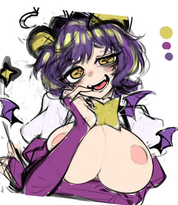 地元イベントとBOOTHで販売用にステッカー作ろうと思うんじゃが。前に色紙用にざっくり描いたこれをステッカー用にちゃんと描き直そうと思う_(:3 」∠)_ 