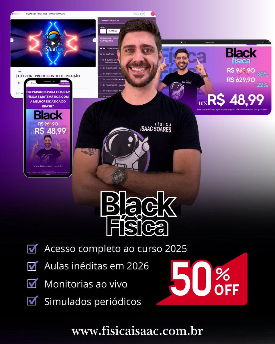 A black física tá chegando ao fim e você não pode perder esse super desconto.

Nenhuma isolada on-line de física oferece tudo isso

Vem fazer parte da melhor isolada de física do Brasil