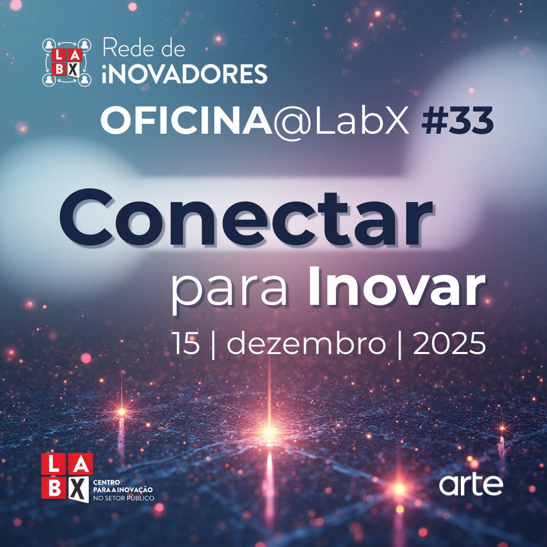 🚀Inovadores Públicos, este convite é para vocês!
A Oficina@LabX #33 está a chegar com o tema "Conectar para Inovar".
📩Não recebeu o convite? Confirme no spam!
💡É trabalhador da AP e ainda não faz parte?
👉A inovação pública começa consigo bit.ly/RedeInovadores…

#ARTEGov