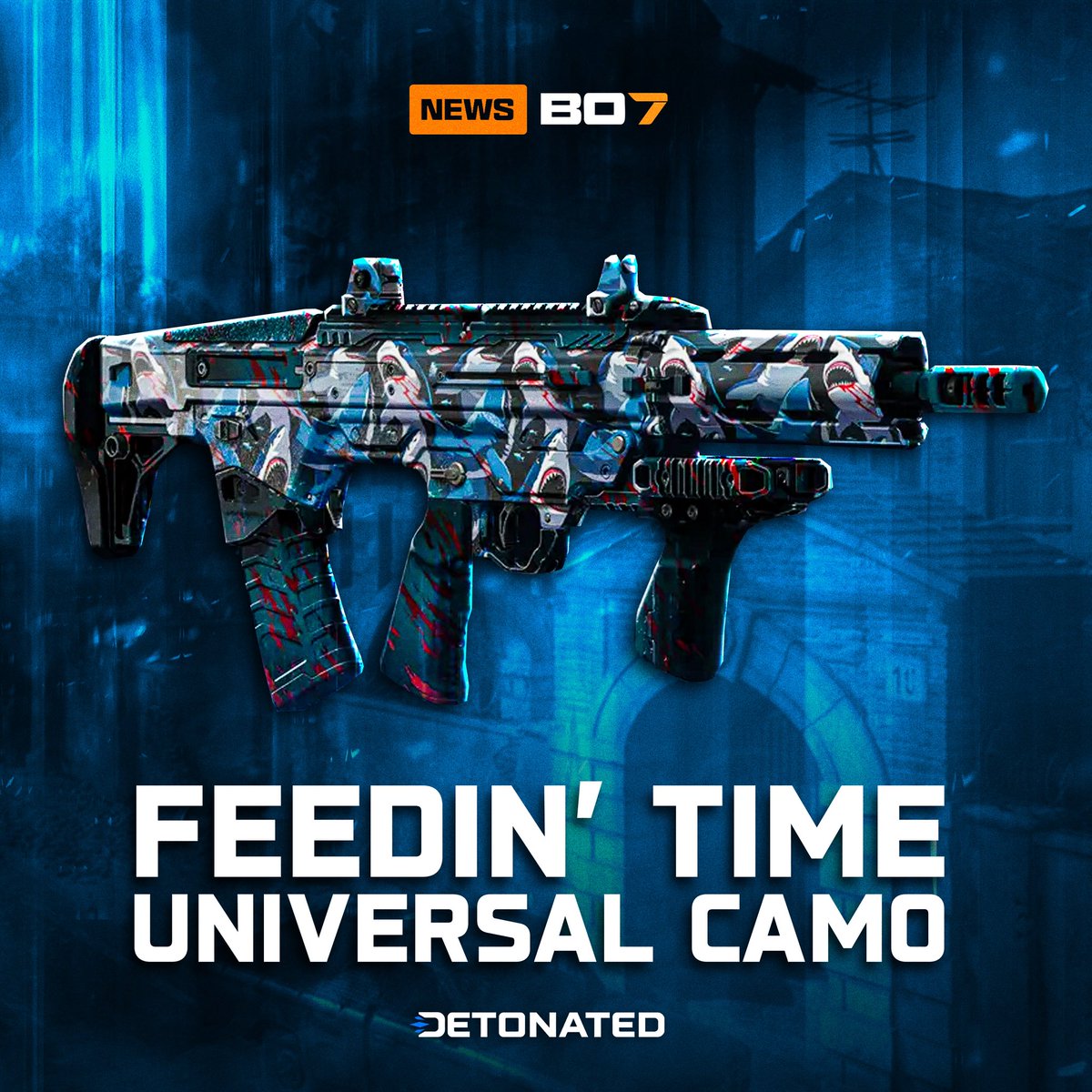 DETONATEDcom's tweet image. #BlackOps7 Season 1 ‘Feedin Time’ UNIVERSAL Camo 🦈 

💥 ANIMATED: Complete 5 Weeks of Weekly Challenges to Unlock!