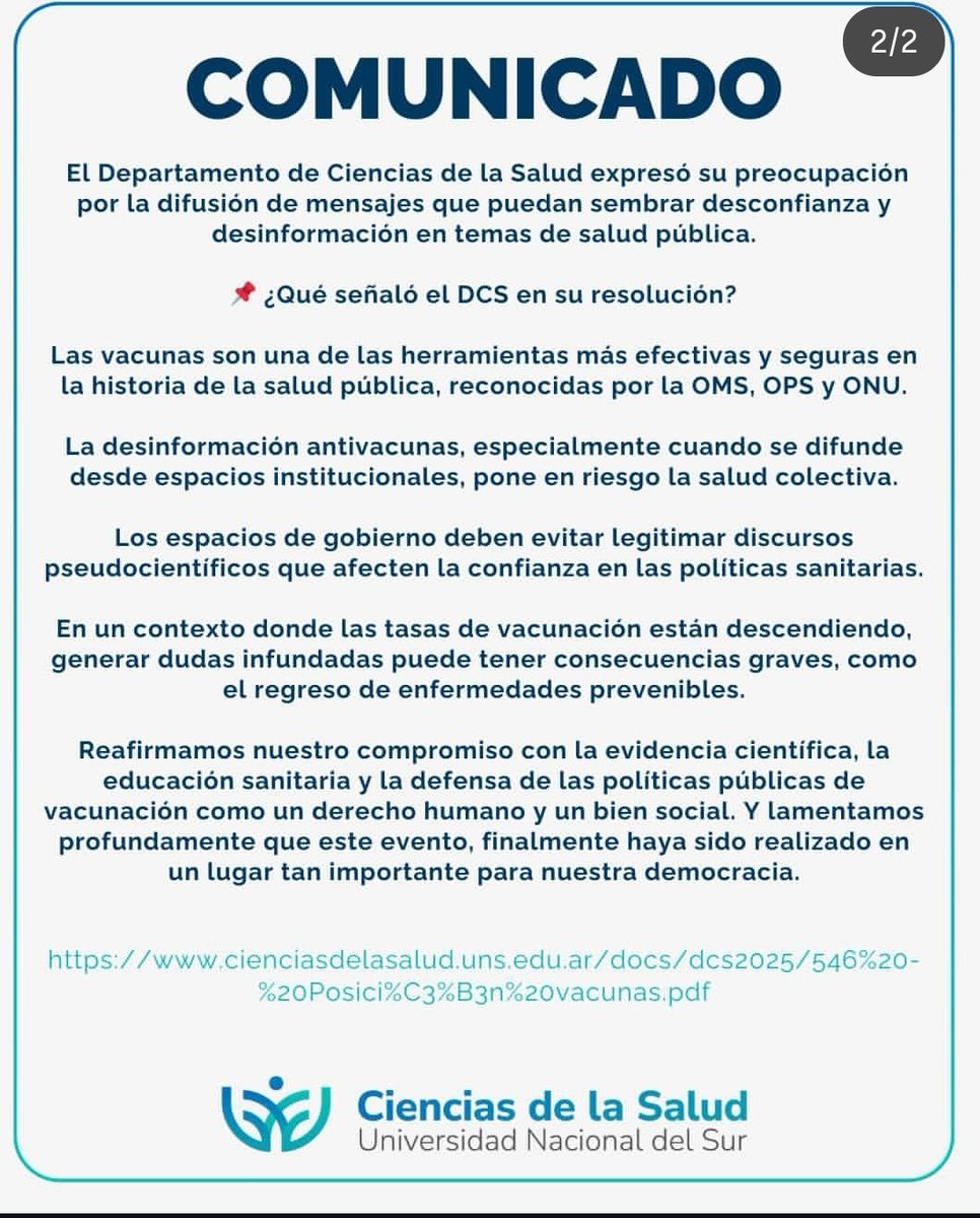 “Vacunarse es un acto de cuidado colectivo.”
En tiempos donde la desinformación circula más rápido que los virus, elegir la ciencia es elegir protegernos entre todos. Las vacunas salvan vidas. Siempre. <a href="/federicobugatti/">federico bugatti</a>
<a href="/ManuelaSalas/">Manuela Salas</a> <a href="/PauEcheverria4/">Paula Echeverría</a>
