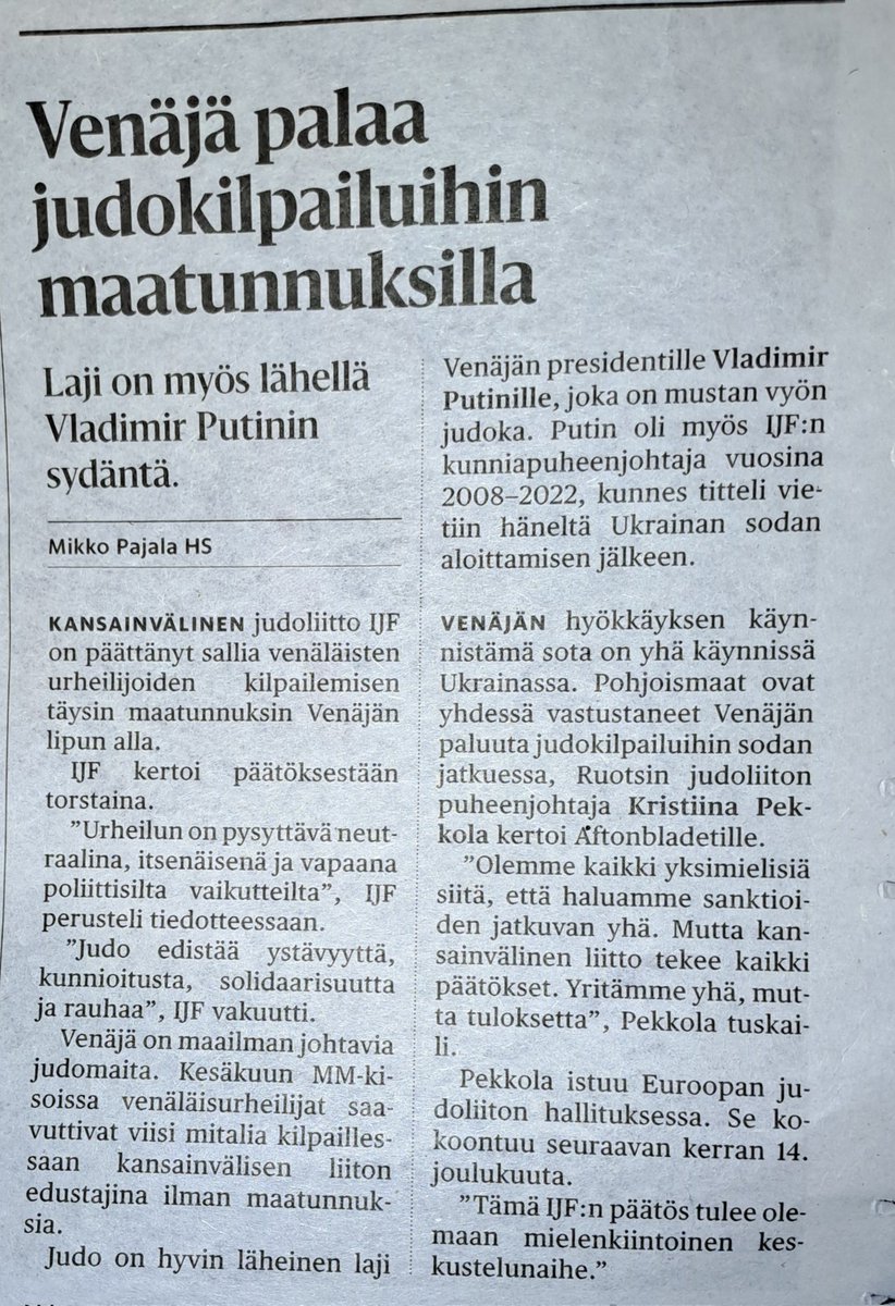 ALuukkainen's tweet image. Miksi ihmeessä länsimaat suostuvat tällaiseen putinismiin?

Keinoja olisi tarjolla:

1. Ei viisumeita venäläisjudokoille.
2. Valtionavut pois järjestöiltä, jotka lähettävät urheilijoitaan kilpailuihin, joissa venäläisiä.
3. Pakotteet kv judoliiton johtoa vastaan.