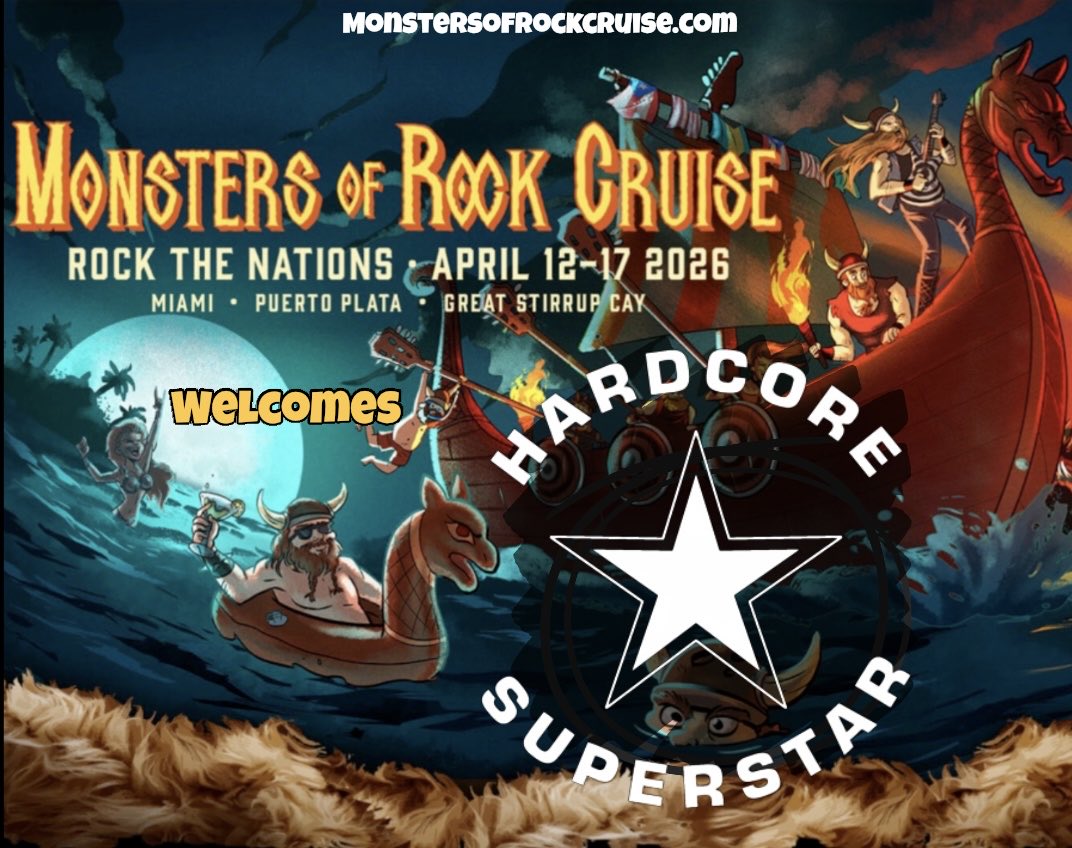 🔥 Black Friday!!  No Horns up Friday!🧨😈  Here’s an early Christmas gift MORC to you! Please welcome @hardcoresuperstarofficial to the 2026 Monsters Of Rock Cruise!  Monstersofrockcruise.com #hcss #hardcoresuperstar #miami #caribbean #cruise #rocknroll #monstersofrockcruise
