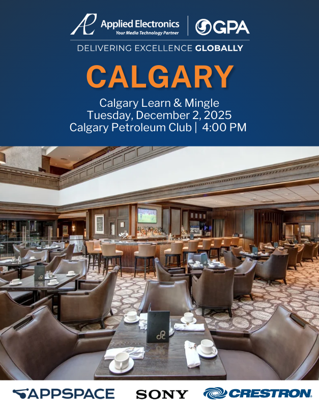 Applied_tweets's tweet image. Join us for Applied Electronics&apos; Calgary Learn &amp;amp; Mingle event designed for leaders looking to elevate workplace communication and employee experience.
Register to attend: 👉hubs.li/Q03W800L0
 
#AppliedElectronics #CalgaryEvents #WorkplaceTech #AppSpace #Sony #Crestron